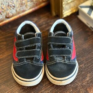 Vans Kids Black and Red Velcro Sneakers